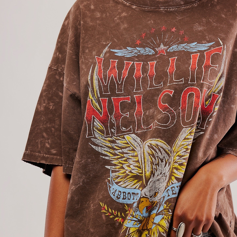 Free People Daydreamer Willie Nelson Distressed Tee
